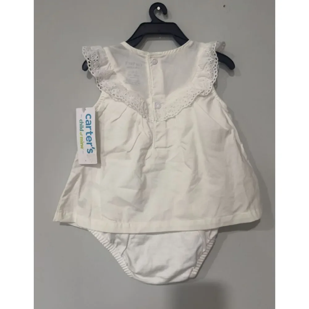 Carter’s Baby Girl White Eyelet Lace Bodysuit Dress NWT